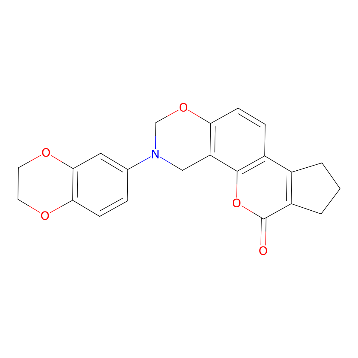 3-(2,3-dihydro-1,4-benzodioxin-6-yl)-3,4,8,9-tetrahydro-2H-cyclopenta[3,4]chromeno[8,7-e][1,3]oxazin-6(7H)-one molecular structure, CAS 370841-85-3