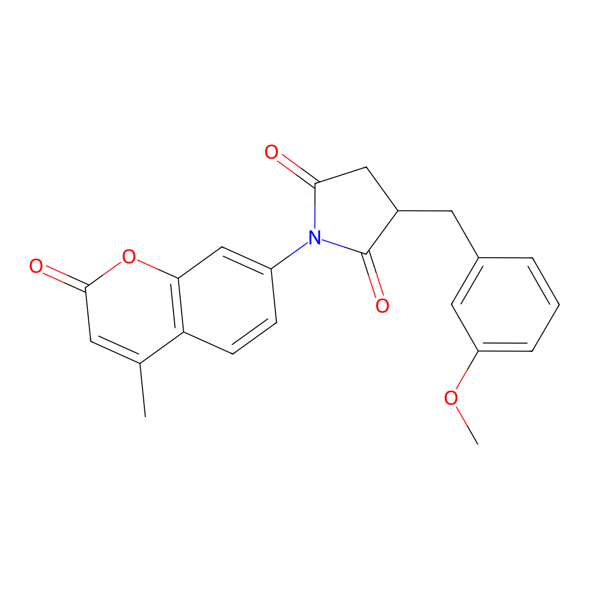 3-[(3-Methoxyphenyl)methyl]-1-(4-methyl-2-oxochromen-7-yl)pyrrolidine-2,5-dione molecular structure, CAS 370842-51-6