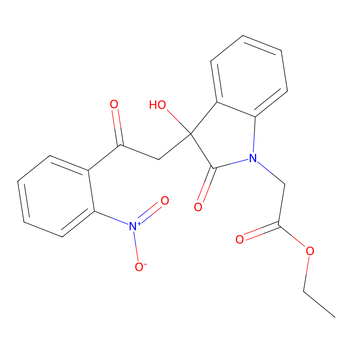 ethyl {3-hydroxy-3-[2-(2-nitrophenyl)-2-oxoethyl]-2-oxo-2,3-dihydro-1H-indol-1-yl}acetate molecular structure, CAS 370842-62-9