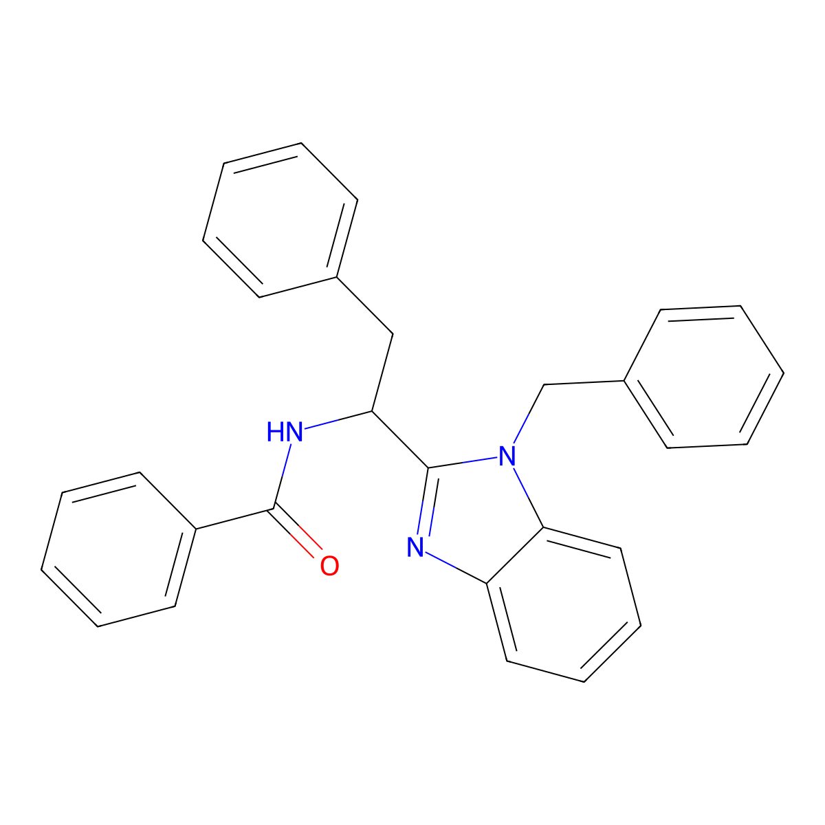 N-[1-(1-benzylbenzimidazol-2-yl)-2-phenylethyl]benzamide molecular structure, CAS 370842-68-5