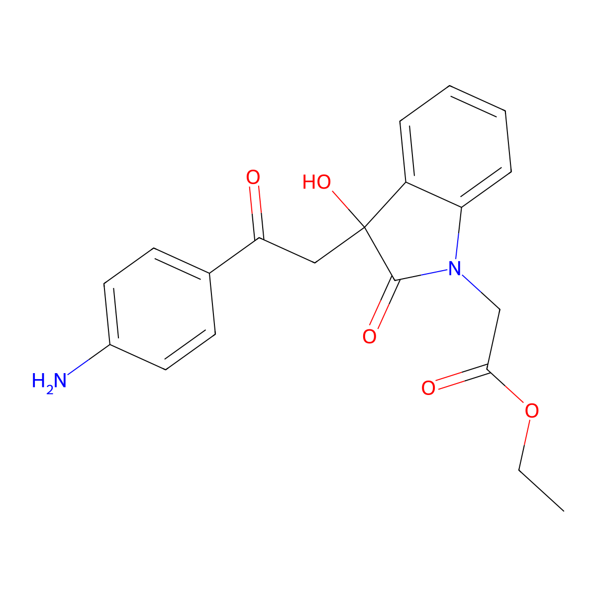 ethyl {3-[2-(4-aminophenyl)-2-oxoethyl]-3-hydroxy-2-oxo-2,3-dihydro-1H-indol-1-yl}acetate molecular structure, CAS 370843-31-5