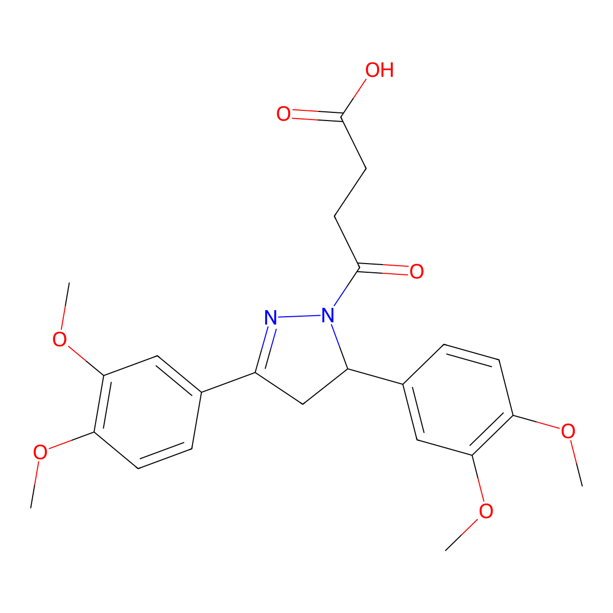 4-[3,5-Bis(3,4-dimethoxyphenyl)-3,4-dihydropyrazol-2-yl]-4-oxobutanoic acid molecular structure, CAS 370843-61-1