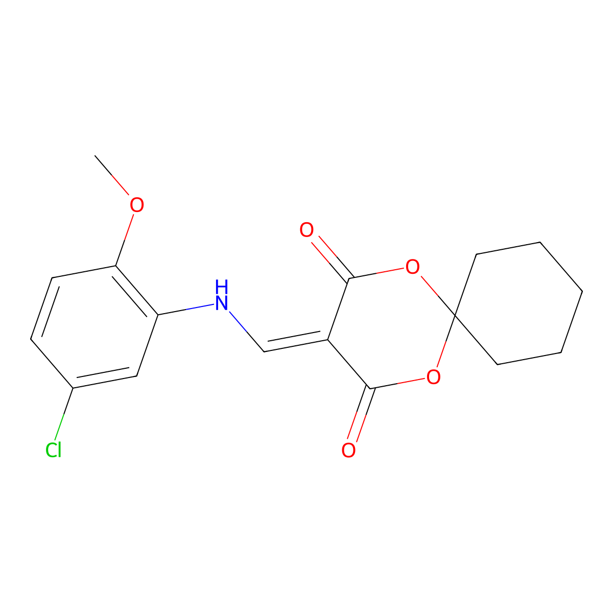 3-(((5-Chloro-2-methoxyphenyl)amino)methylene)-1,5-dioxaspiro[5.5]undecane-2,4-dione molecular structure, CAS 370843-64-4