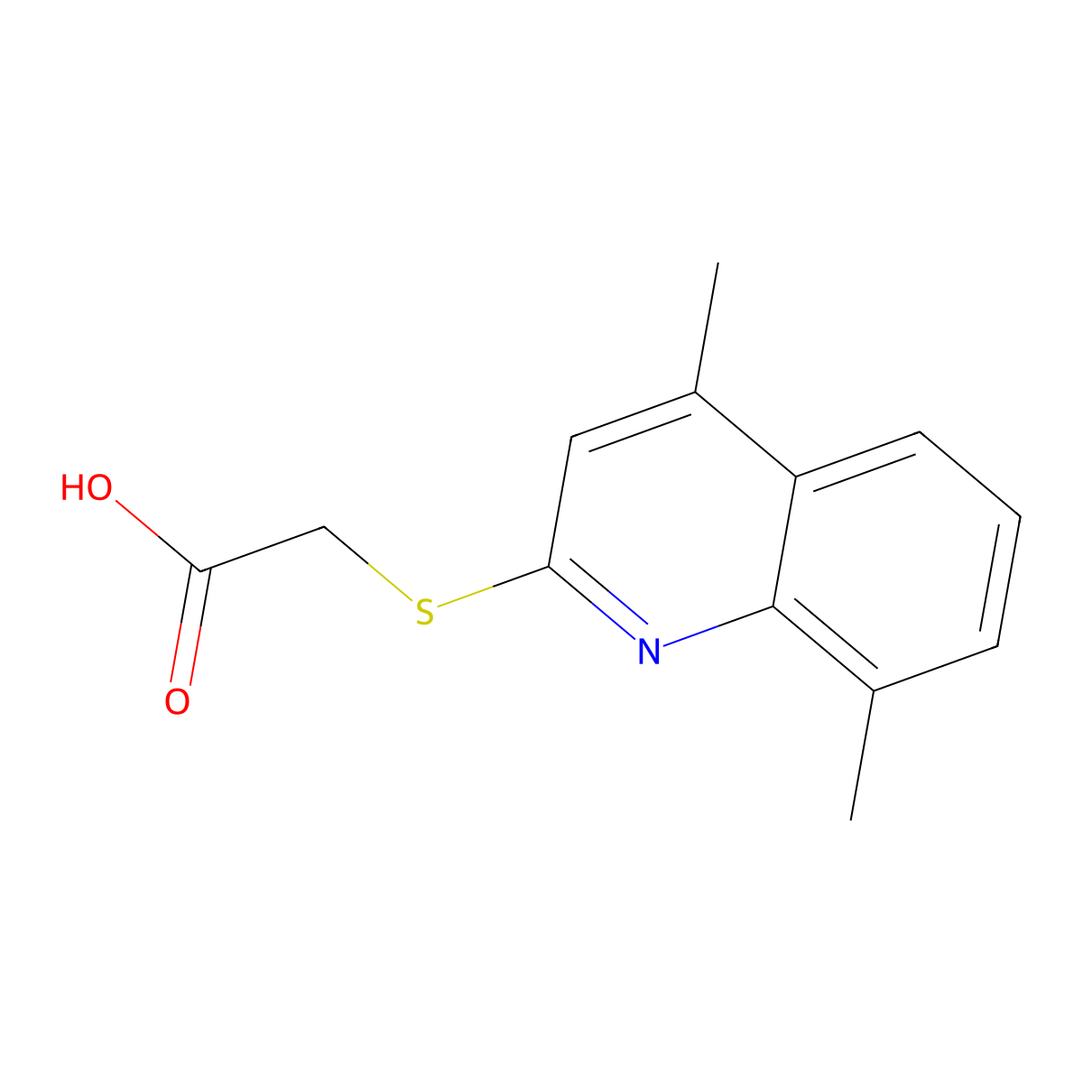 2-((4,8-Dimethylquinolin-2-yl)thio)acetic acid molecular structure, CAS 370843-65-5