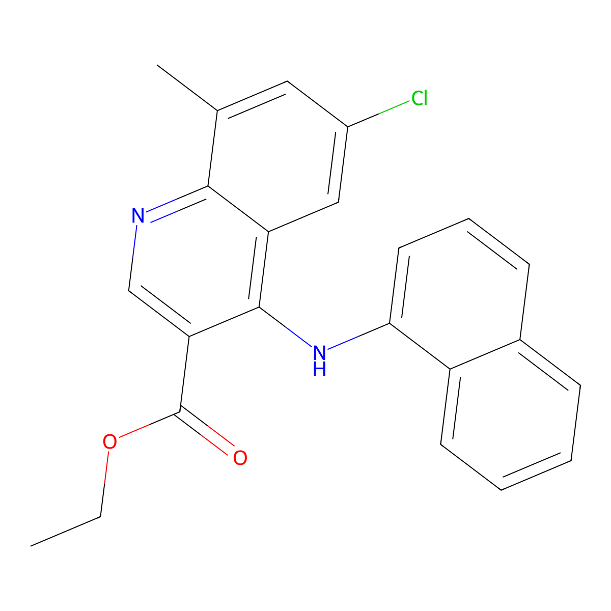 Ethyl 6-chloro-8-methyl-4-(naphthalen-1-ylamino)quinoline-3-carboxylate molecular structure, CAS 370843-81-5