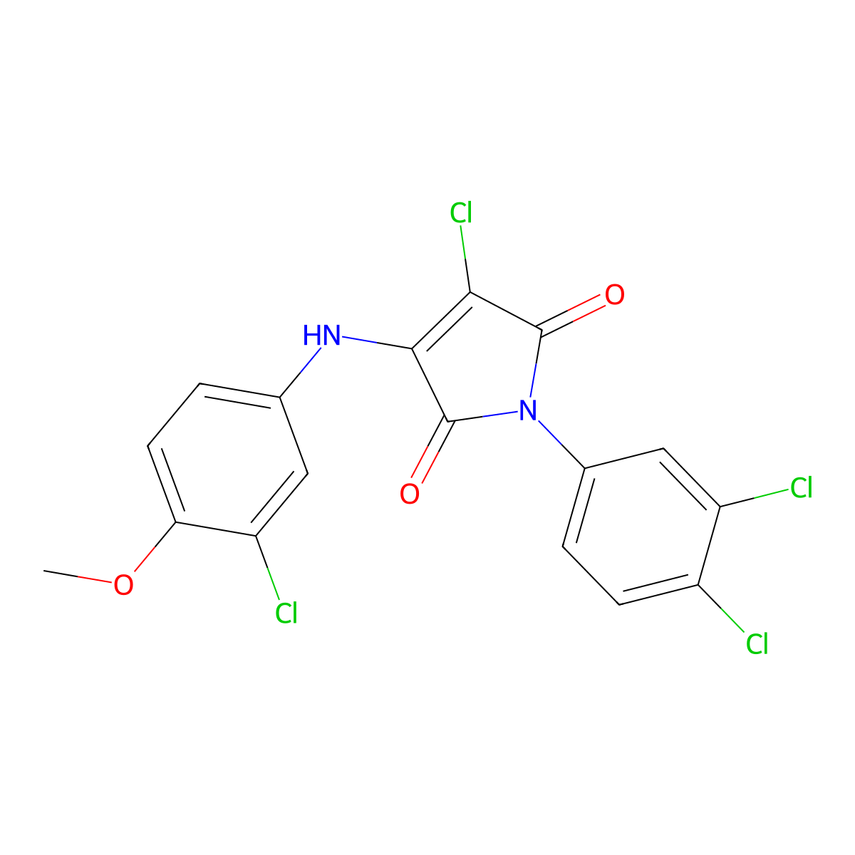 3-Chloro-4-(3-chloro-4-methoxyanilino)-1-(3,4-dichlorophenyl)pyrrole-2,5-dione molecular structure, CAS 370844-24-9