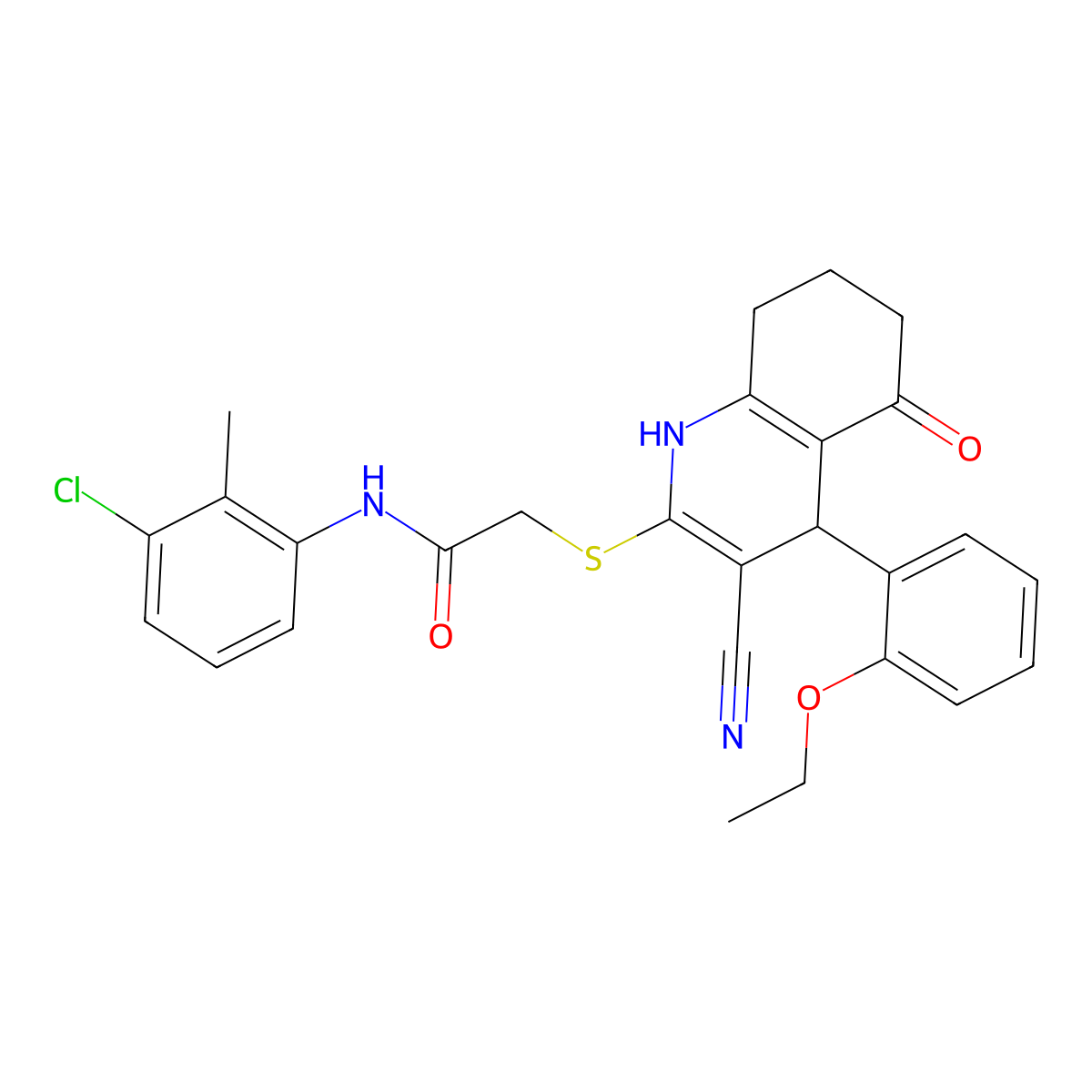 N-(3-chloro-2-methylphenyl)-2-{[3-cyano-4-(2-ethoxyphenyl)-5-oxo-1,4,5,6,7,8-hexahydroquinolin-2-yl]sulfanyl}acetamide molecular structure, CAS 370844-25-0