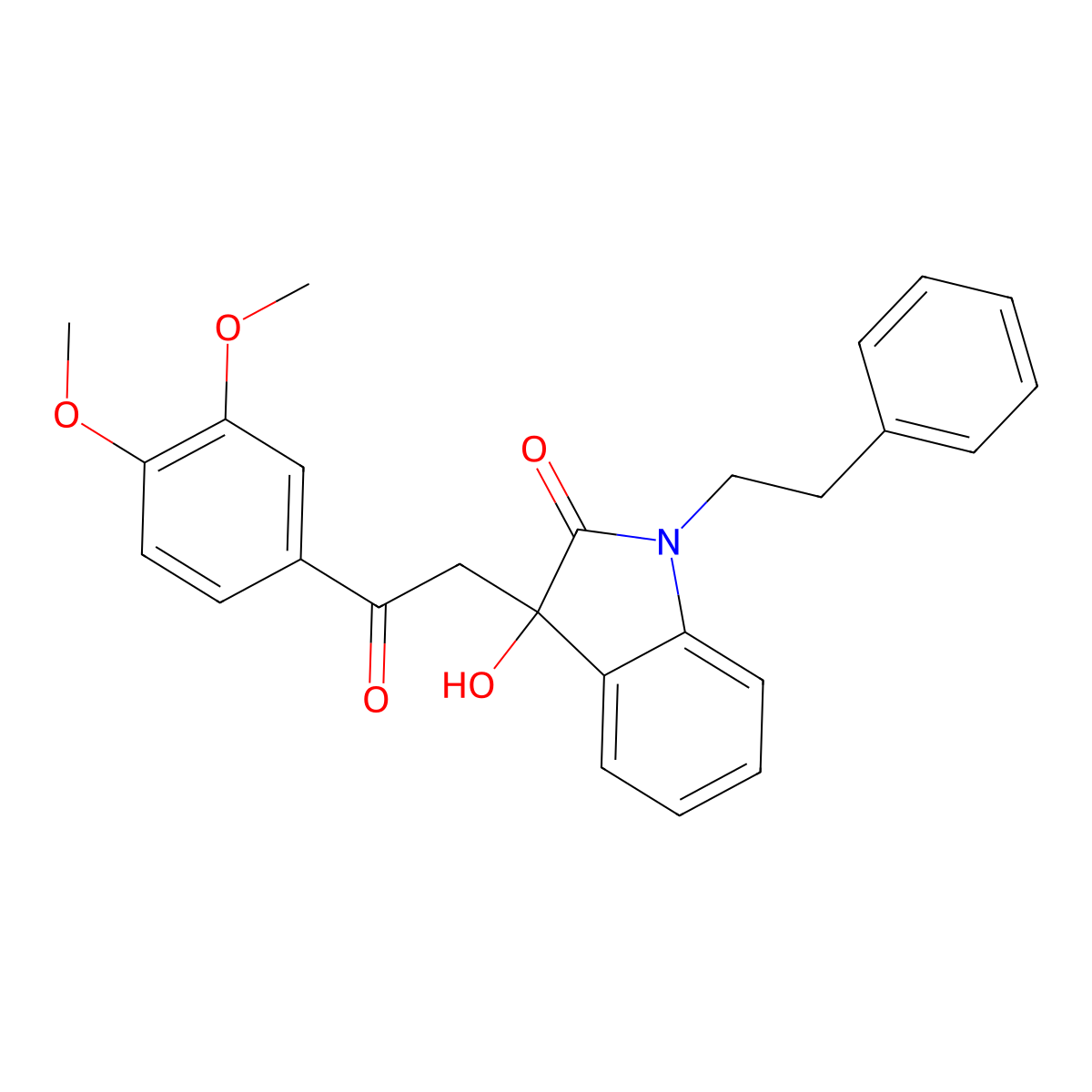 3-[2-(3,4-dimethoxyphenyl)-2-oxoethyl]-3-hydroxy-1-(2-phenylethyl)-1,3-dihydro-2H-indol-2-one molecular structure, CAS 370844-28-3