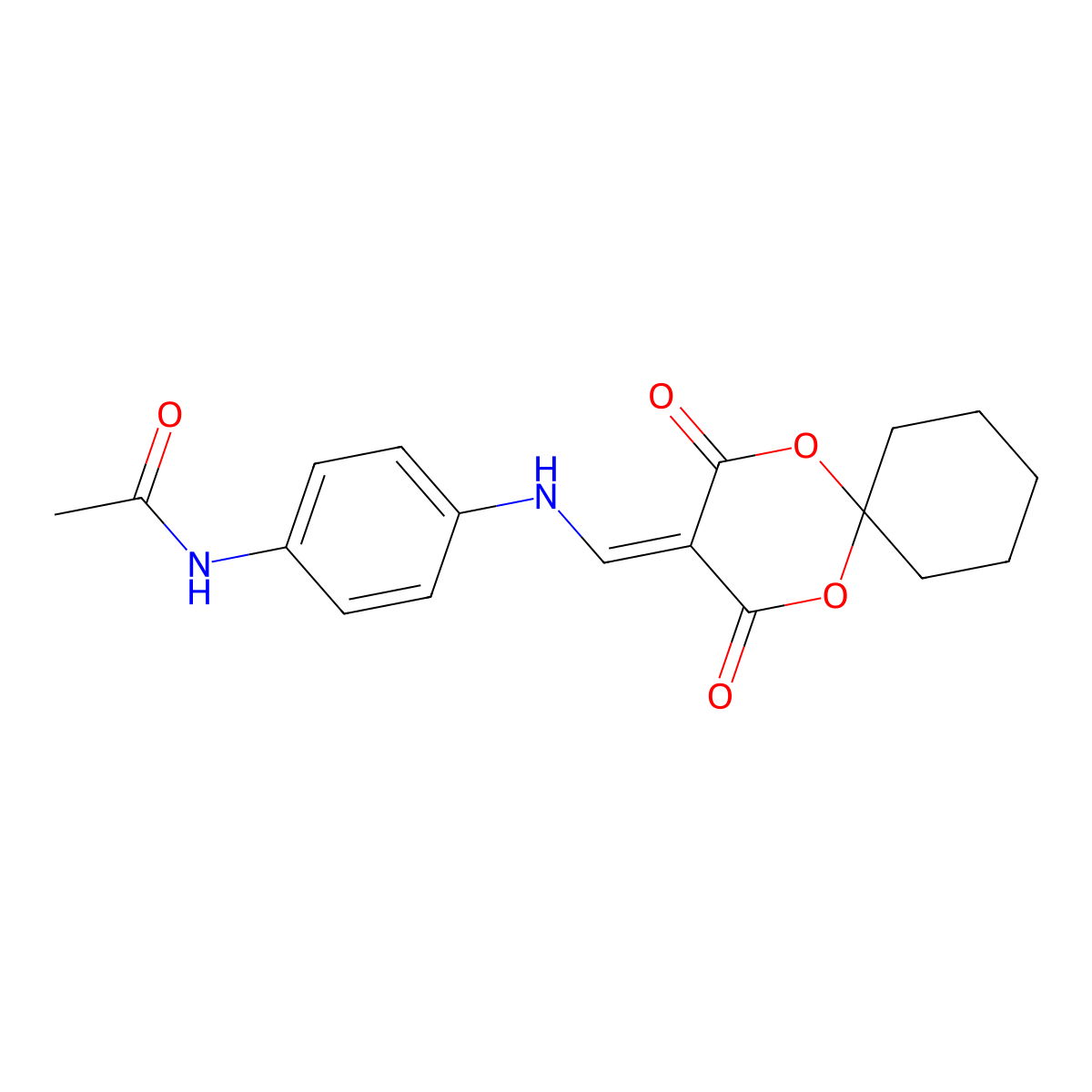 N-(4-{[(2,4-dioxo-1,5-dioxaspiro[5.5]undec-3-ylidene)methyl]amino}phenyl)acetamide molecular structure, CAS 370844-33-0