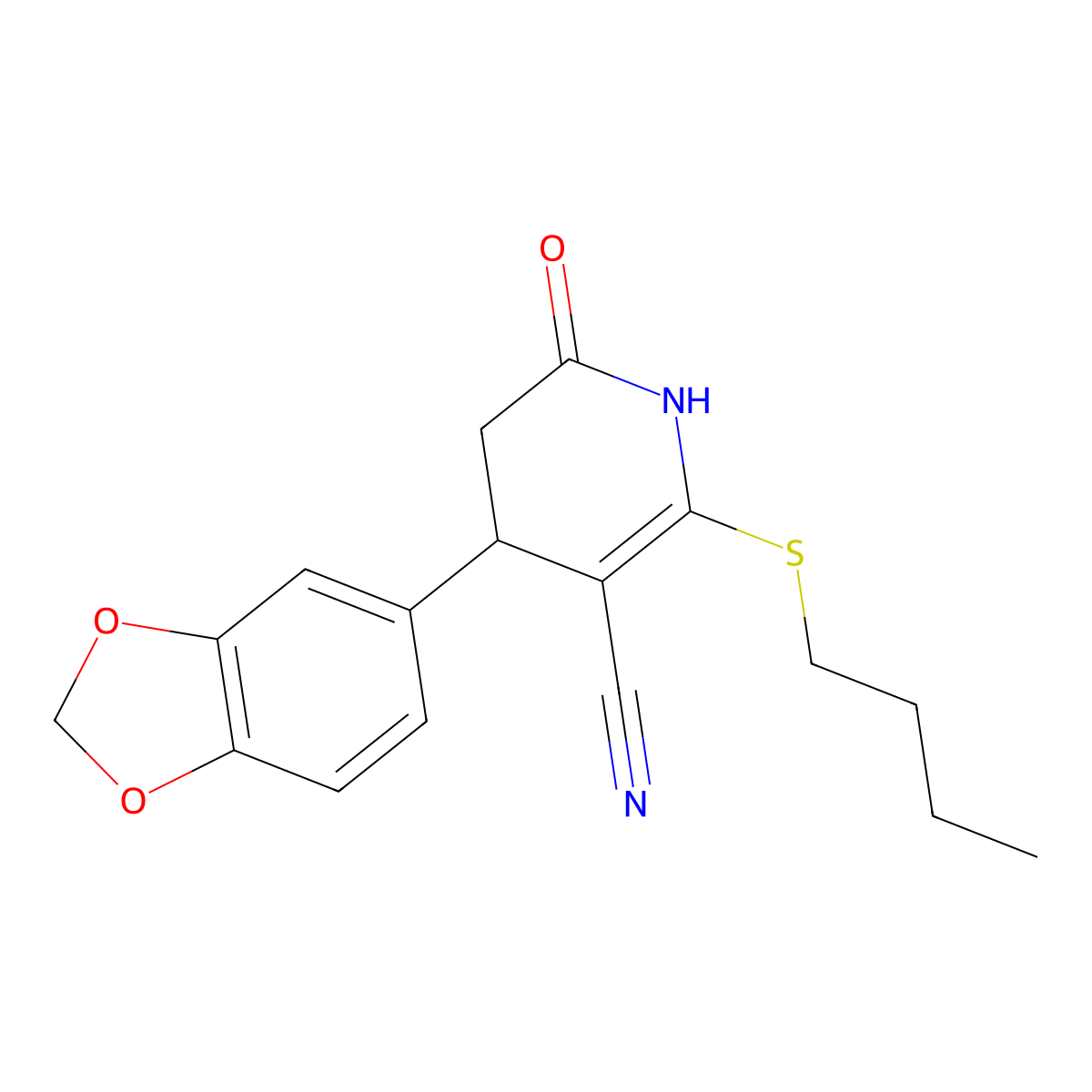 4-(1,3-benzodioxol-5-yl)-6-butylsulfanyl-2-oxo-3,4-dihydro-1H-pyridine-5-carbonitrile molecular structure, CAS 370844-35-2