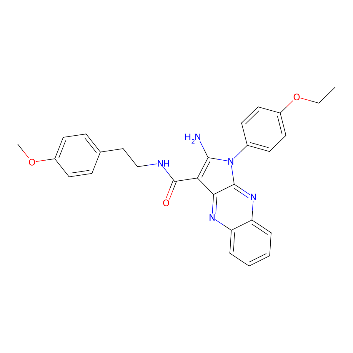 2-amino-1-(4-ethoxyphenyl)-N-[2-(4-methoxyphenyl)ethyl]-1H-pyrrolo[2,3-b]quinoxaline-3-carboxamide molecular structure, CAS 370844-37-4