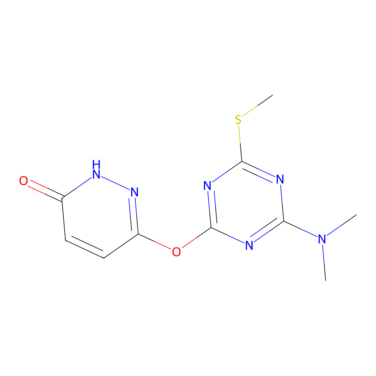 6-{[4-(Dimethylamino)-6-(methylsulfanyl)-1,3,5-triazin-2-yl]oxy}pyridazin-3-ol molecular structure, CAS 370844-53-4