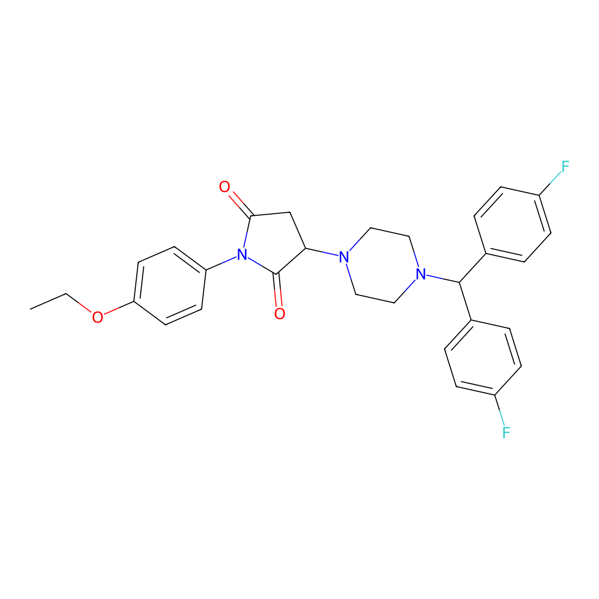 3-{4-[Bis(4-fluorophenyl)methyl]piperazin-1-yl}-1-(4-ethoxyphenyl)pyrrolidine-2,5-dione molecular structure, CAS 370844-70-5