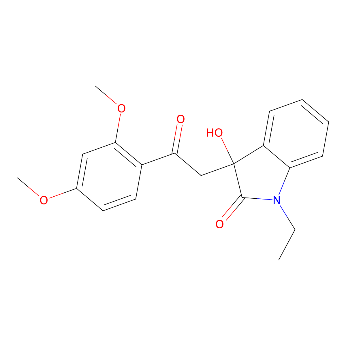 3-[2-(2,4-Dimethoxyphenyl)-2-oxoethyl]-1-ethyl-3-hydroxyindol-2-one molecular structure, CAS 370844-90-9