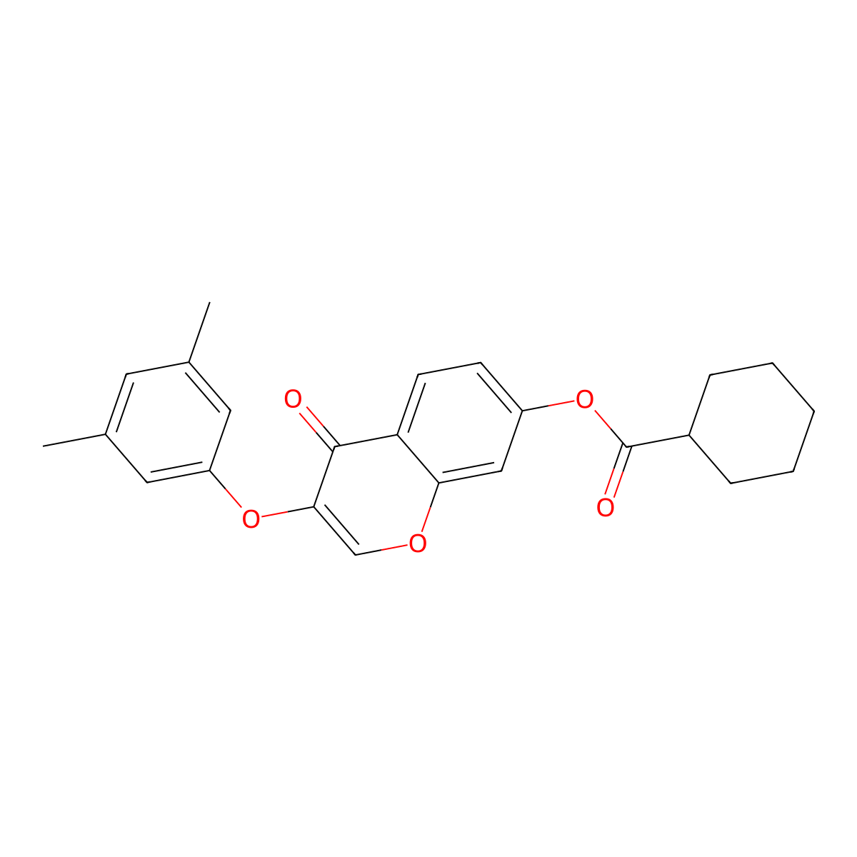 3-(3,5-dimethylphenoxy)-4-oxo-4H-chromen-7-yl cyclohexanecarboxylate molecular structure, CAS 370844-95-4