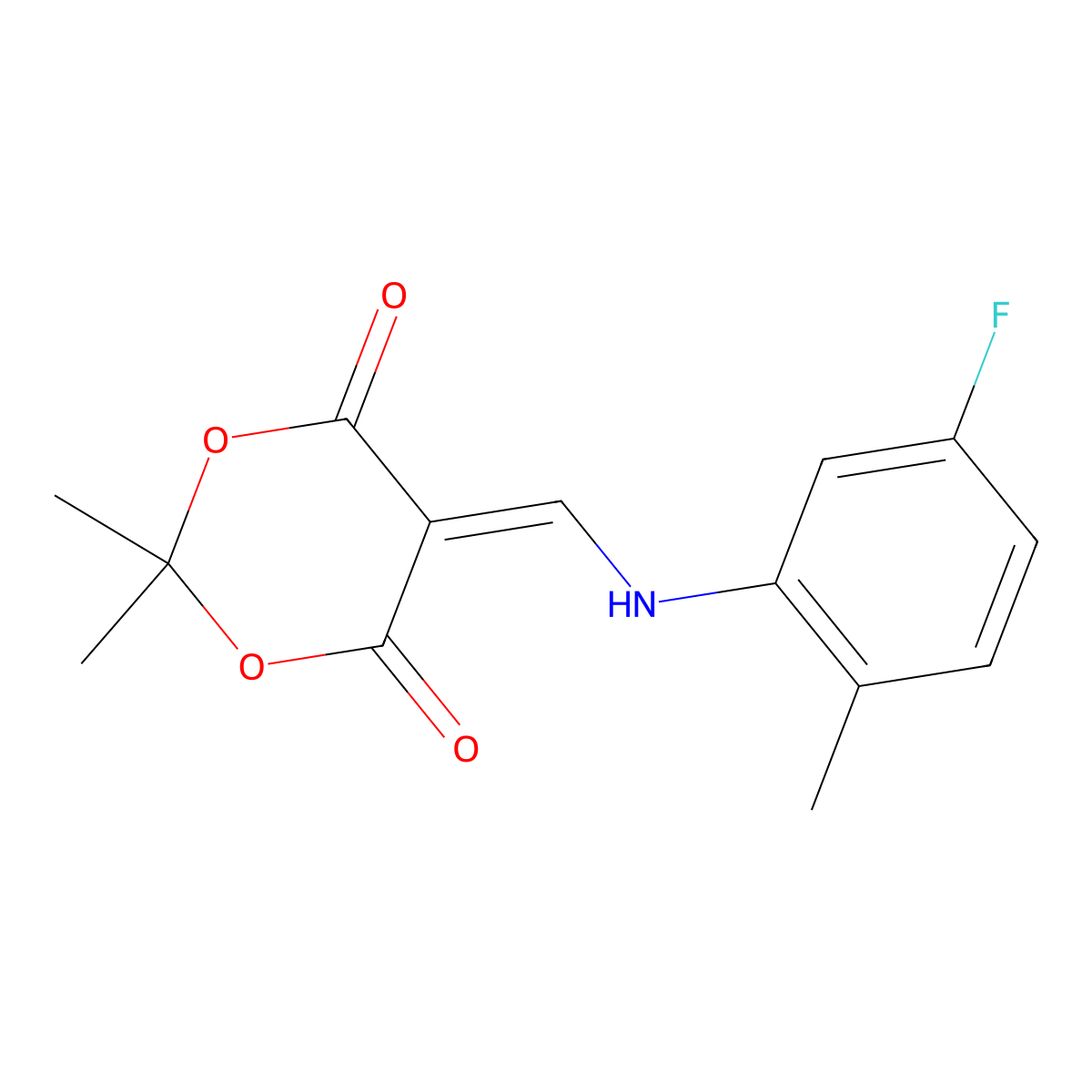 5-{[(5-Fluoro-2-methylphenyl)amino]methylidene}-2,2-dimethyl-1,3-dioxane-4,6-dione molecular structure, CAS 370845-14-0