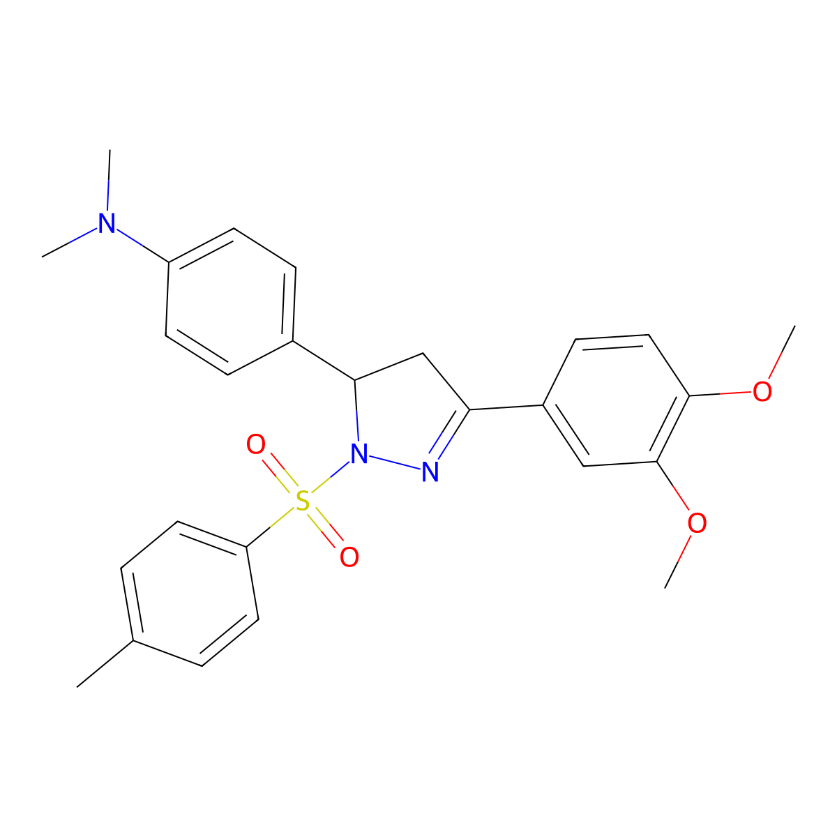 4-(3-(3,4-dimethoxyphenyl)-1-tosyl-4,5-dihydro-1H-pyrazol-5-yl)-N,N-dimethylaniline molecular structure, CAS 370845-34-4