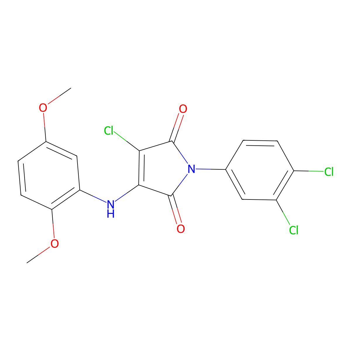 3-Chloro-1-(3,4-dichlorophenyl)-4-(2,5-dimethoxyanilino)pyrrole-2,5-dione molecular structure, CAS 370845-55-9