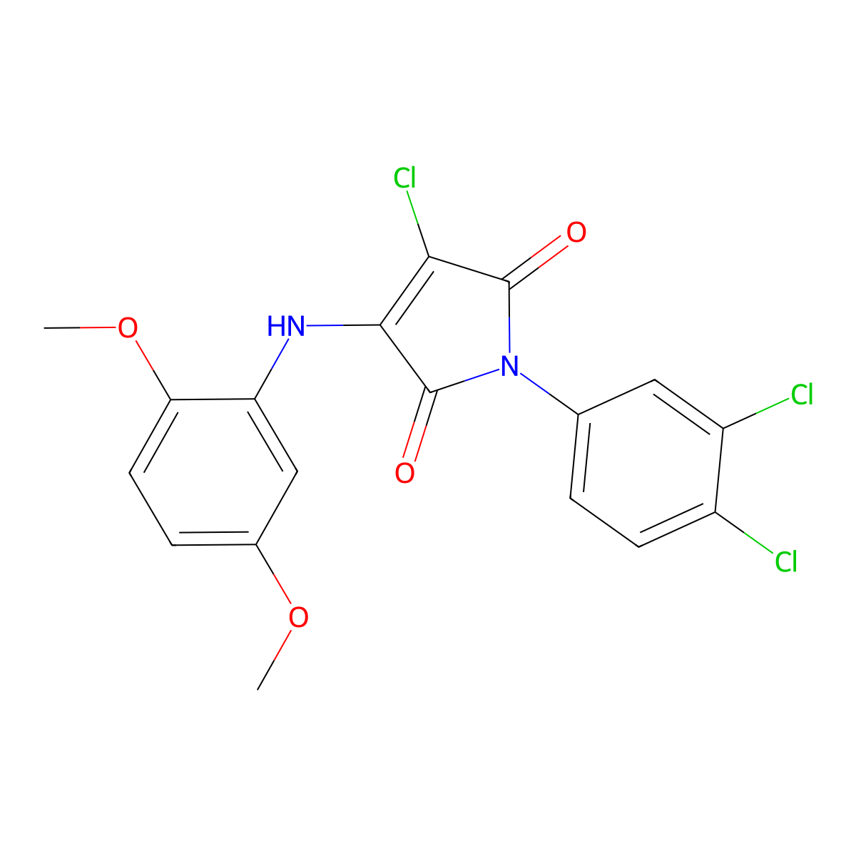 3-Chloro-1-(3,4-dichlorophenyl)-4-(2,5-dimethoxyanilino)pyrrole-2,5-dione molecular structure, CAS 370845-55-9