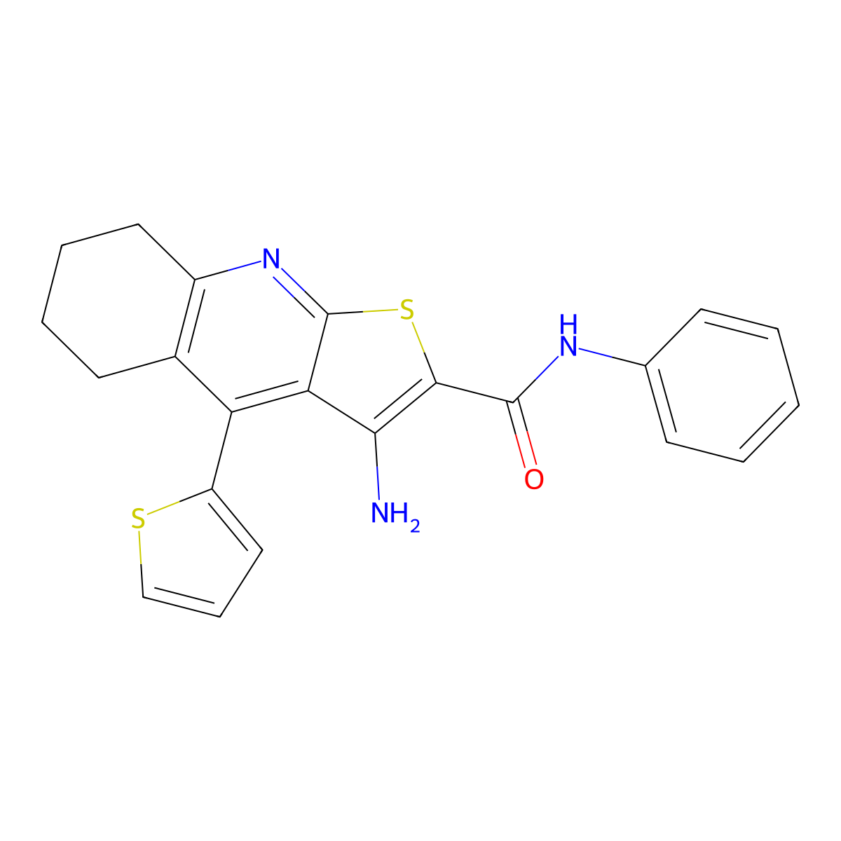 3-amino-N-phenyl-4-(thiophen-2-yl)-5,6,7,8-tetrahydrothieno[2,3-b]quinoline-2-carboxamide molecular structure, CAS 370845-66-2