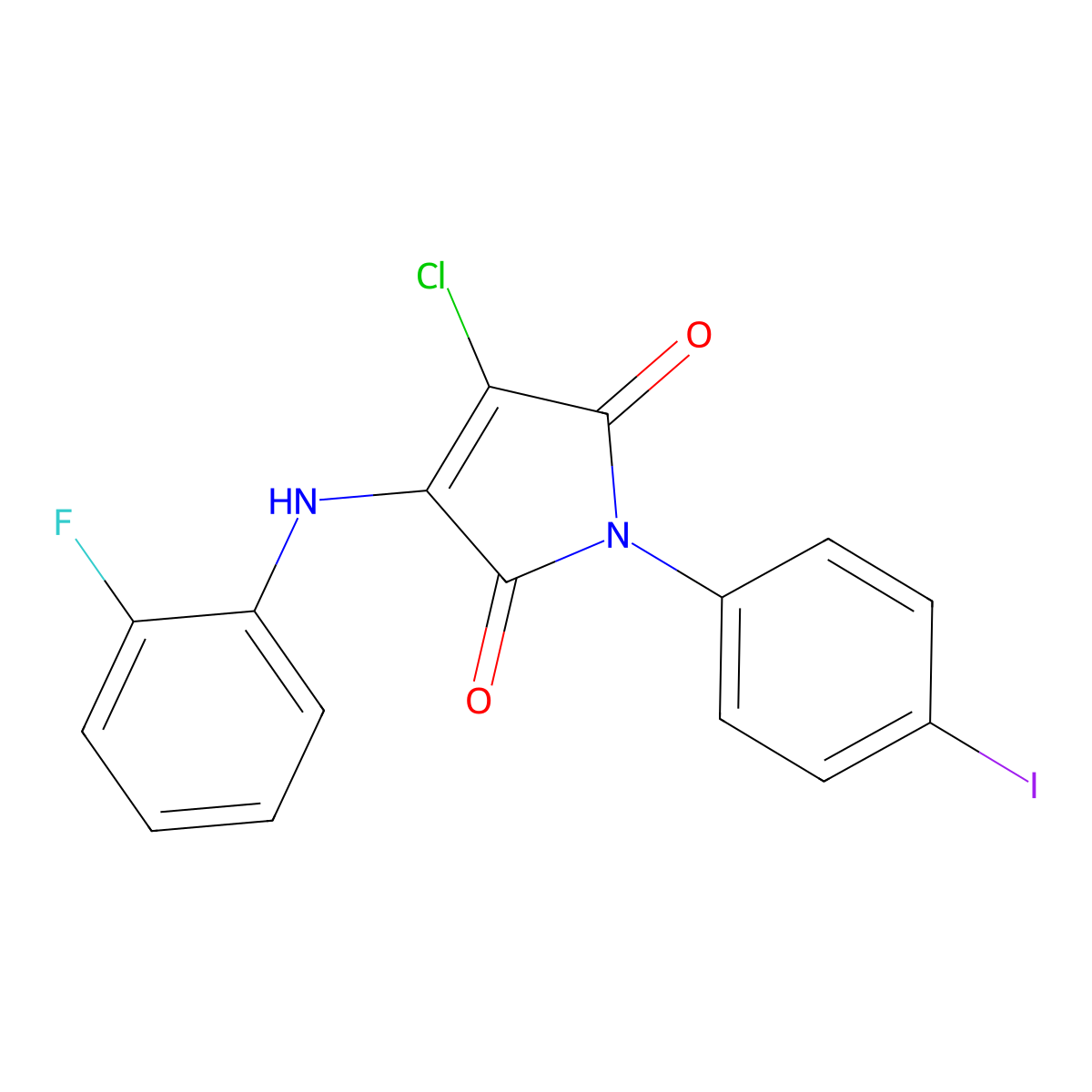 3-Chloro-4-(2-fluoroanilino)-1-(4-iodophenyl)pyrrole-2,5-dione molecular structure, CAS 370845-86-6