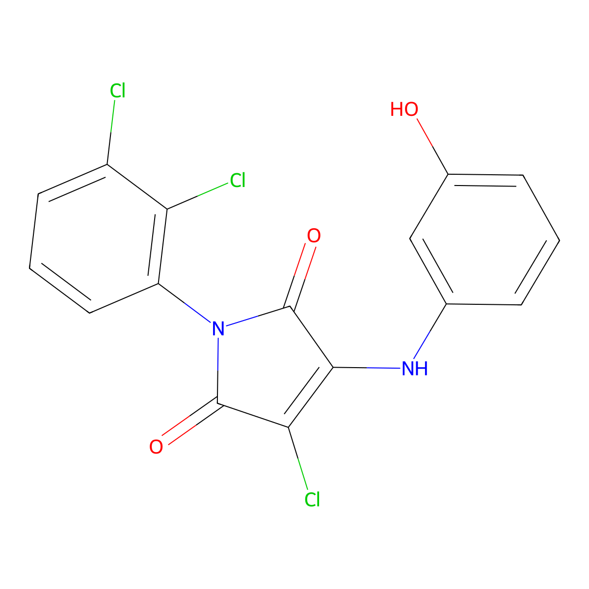 3-Chloro-1-(2,3-dichlorophenyl)-4-(3-hydroxyanilino)pyrrole-2,5-dione molecular structure, CAS 370846-00-7