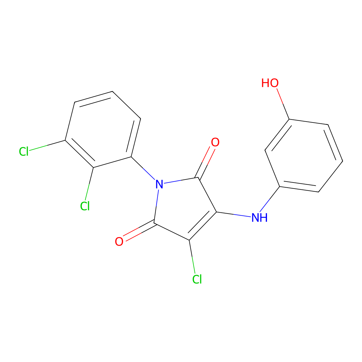 3-Chloro-1-(2,3-dichlorophenyl)-4-(3-hydroxyanilino)pyrrole-2,5-dione molecular structure, CAS 370846-00-7