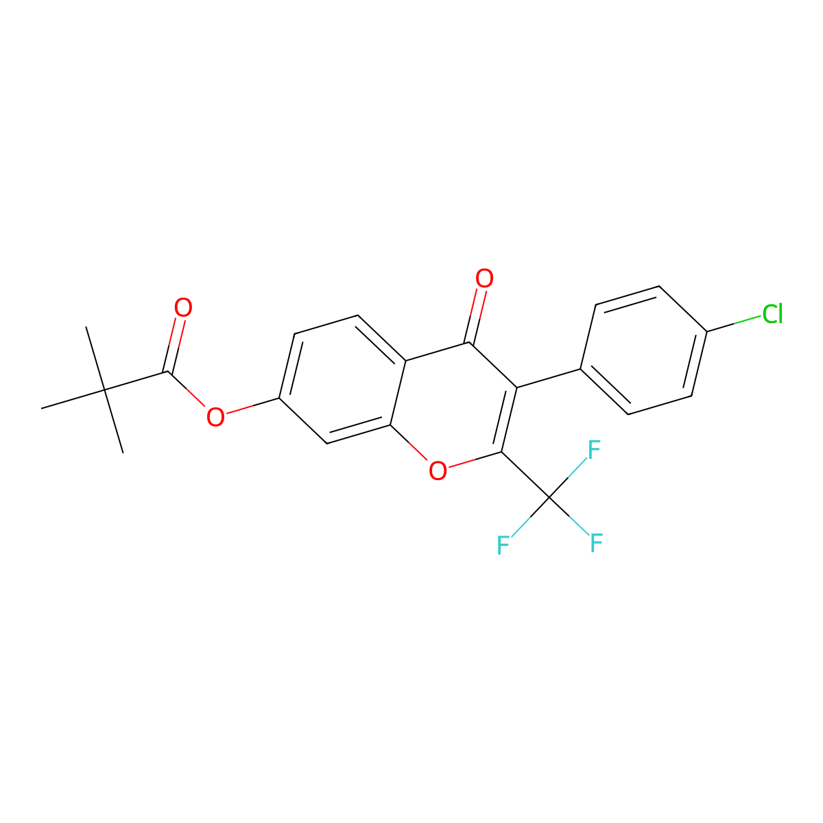 [3-(4-Chlorophenyl)-4-oxo-2-(trifluoromethyl)chromen-7-yl] 2,2-dimethylpropanoate molecular structure, CAS 370846-07-4