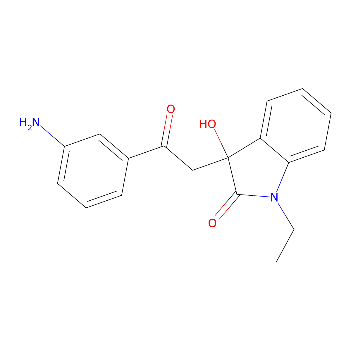 3-[2-(3-aminophenyl)-2-oxoethyl]-1-ethyl-3-hydroxy-1,3-dihydro-2H-indol-2-one molecular structure, CAS 370846-37-0