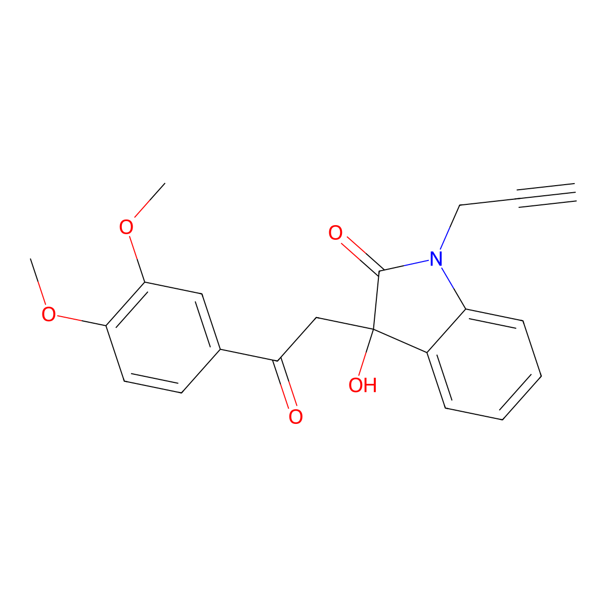 3-[2-(3,4-dimethoxyphenyl)-2-oxoethyl]-3-hydroxy-1-(prop-2-yn-1-yl)-1,3-dihydro-2H-indol-2-one molecular structure, CAS 370846-50-7