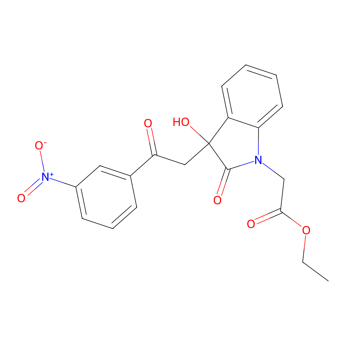 ethyl {3-hydroxy-3-[2-(3-nitrophenyl)-2-oxoethyl]-2-oxo-2,3-dihydro-1H-indol-1-yl}acetate molecular structure, CAS 370846-60-9