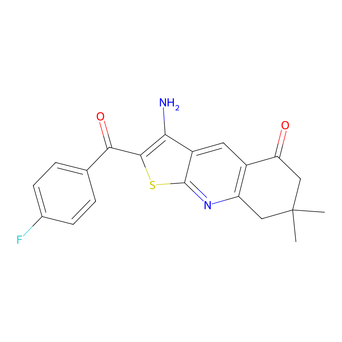 3-amino-2-(4-fluorobenzoyl)-7,7-dimethyl-7,8-dihydrothieno[2,3-b]quinolin-5(6H)-one molecular structure, CAS 370846-65-4