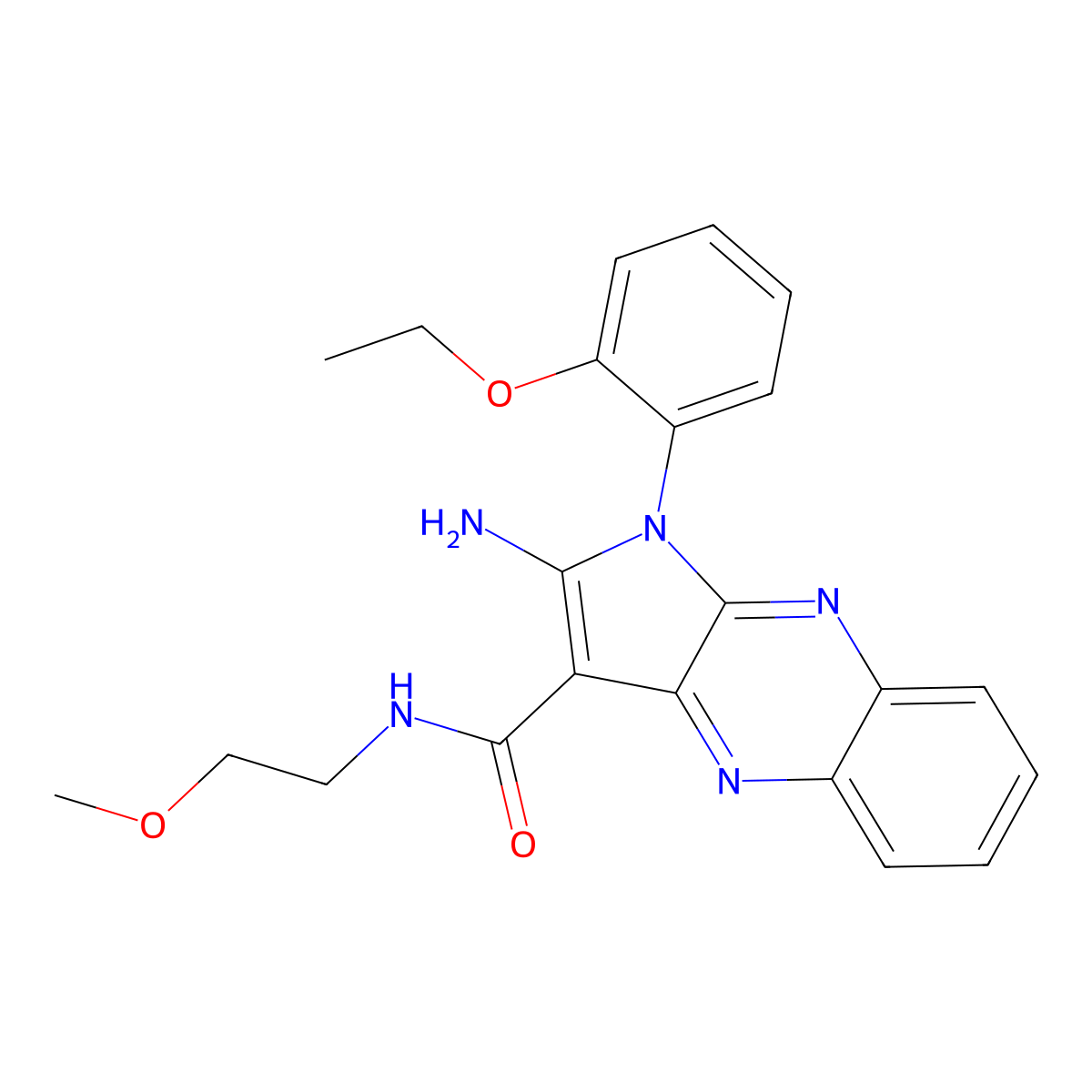 2-amino-1-(2-ethoxyphenyl)-N-(2-methoxyethyl)-1H-pyrrolo[2,3-b]quinoxaline-3-carboxamide molecular structure, CAS 370846-78-9
