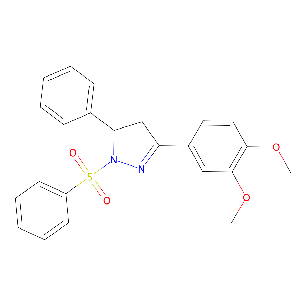 3-(3,4-dimethoxyphenyl)-5-phenyl-1-(phenylsulfonyl)-4,5-dihydro-1H-pyrazole molecular structure, CAS 370846-81-4