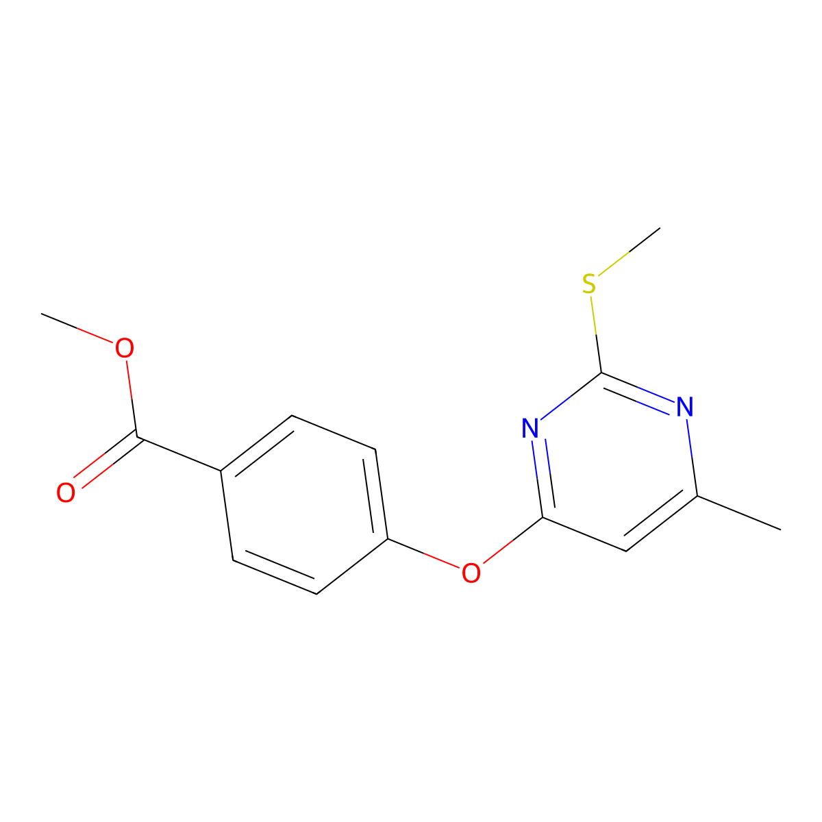 Methyl 4-(6-methyl-2-methylsulfanylpyrimidin-4-yl)oxybenzoate molecular structure, CAS 370847-14-6