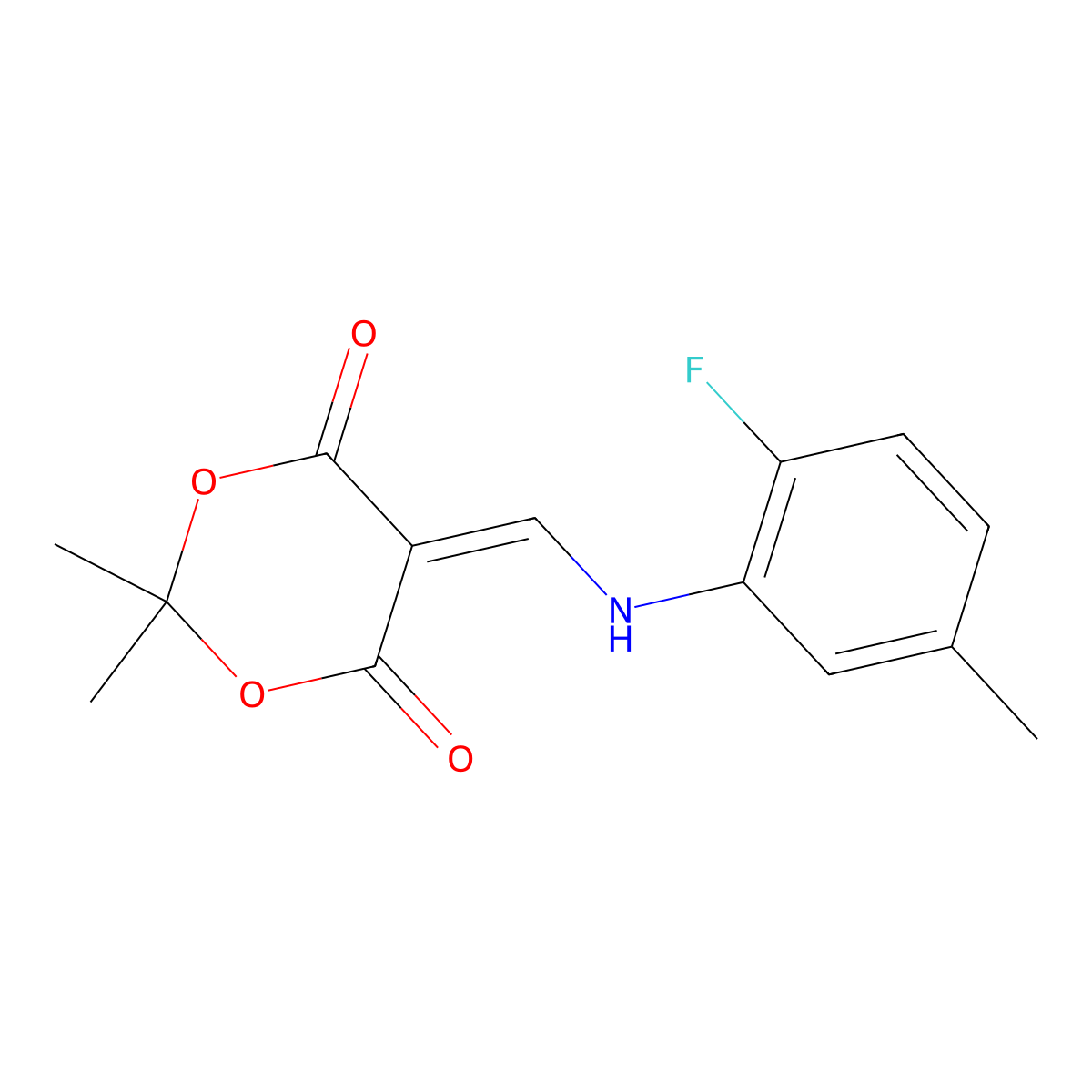 5-{[(2-Fluoro-5-methylphenyl)amino]methylidene}-2,2-dimethyl-1,3-dioxane-4,6-dione molecular structure, CAS 370847-20-4