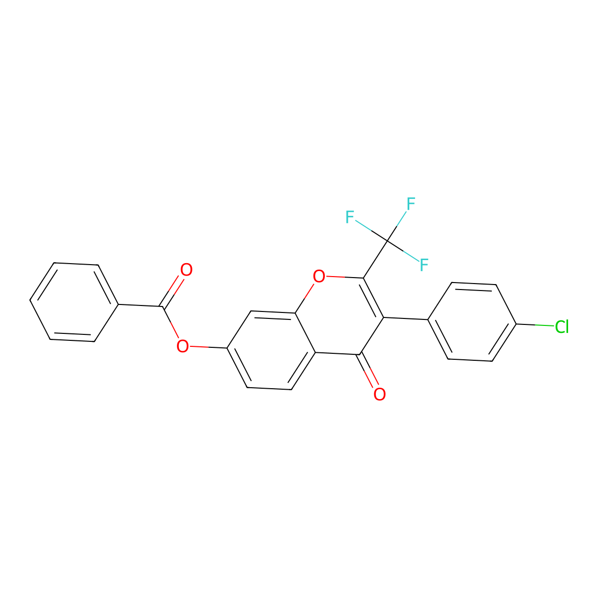 3-(4-chlorophenyl)-4-oxo-2-(trifluoromethyl)-4H-chromen-7-yl benzoate molecular structure, CAS 370847-42-0