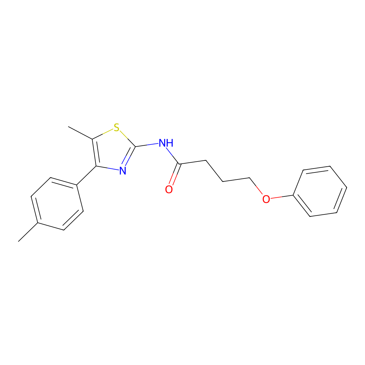 N-[(2Z)-5-methyl-4-(4-methylphenyl)-1,3-thiazol-2(3H)-ylidene]-4-phenoxybutanamide molecular structure, CAS 370847-56-6