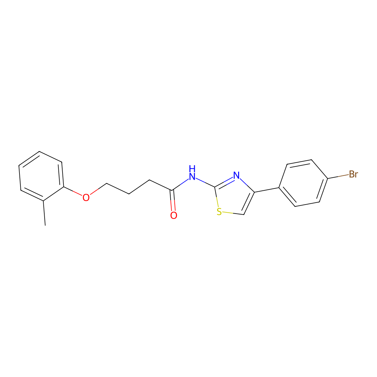 N-[4-(4-bromophenyl)-1,3-thiazol-2-yl]-4-(2-methylphenoxy)butanamide molecular structure, CAS 370847-70-4