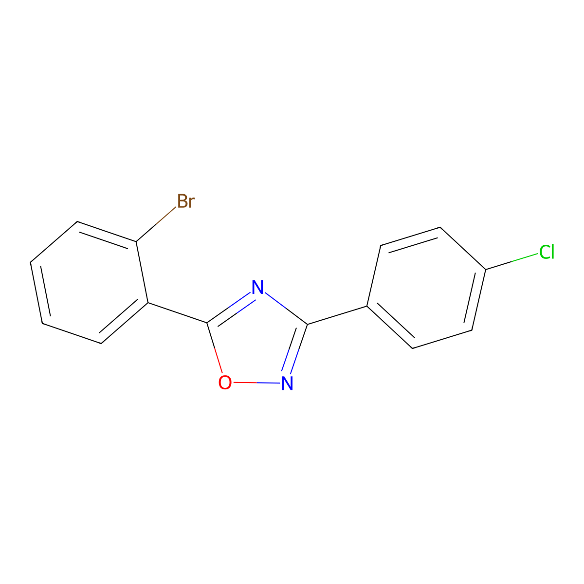 5-(2-Bromophenyl)-3-(4-chlorophenyl)-1,2,4-oxadiazole molecular structure, CAS 370847-83-9