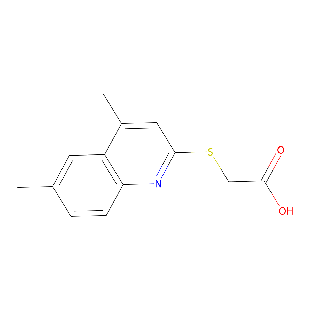 [(4,6-Dimethylquinolin-2-yl)thio]acetic acid molecular structure, CAS 370848-09-2