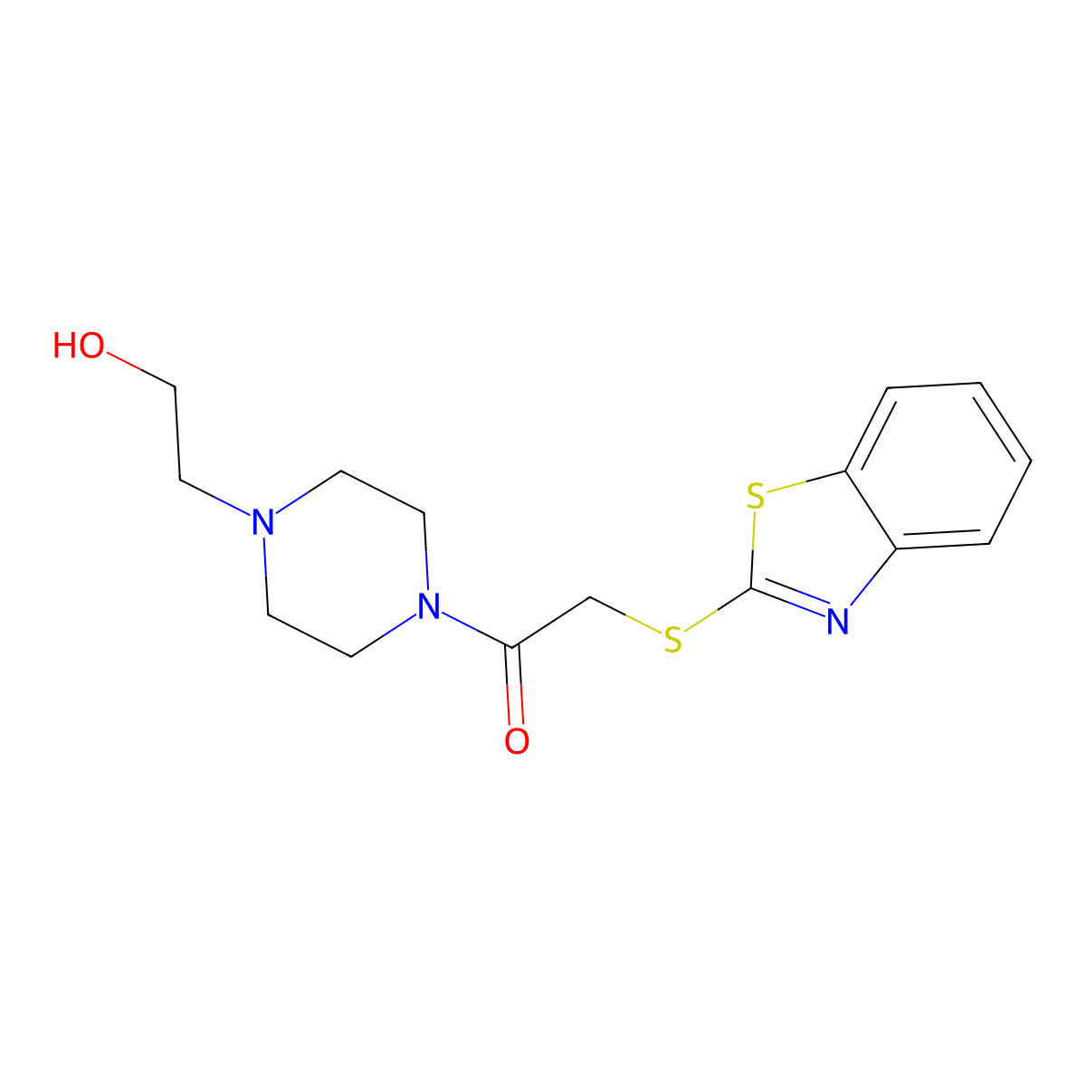 2-(1,3-Benzothiazol-2-ylsulfanyl)-1-[4-(2-hydroxyethyl)piperazin-1-yl]ethanone molecular structure, CAS 370848-13-8