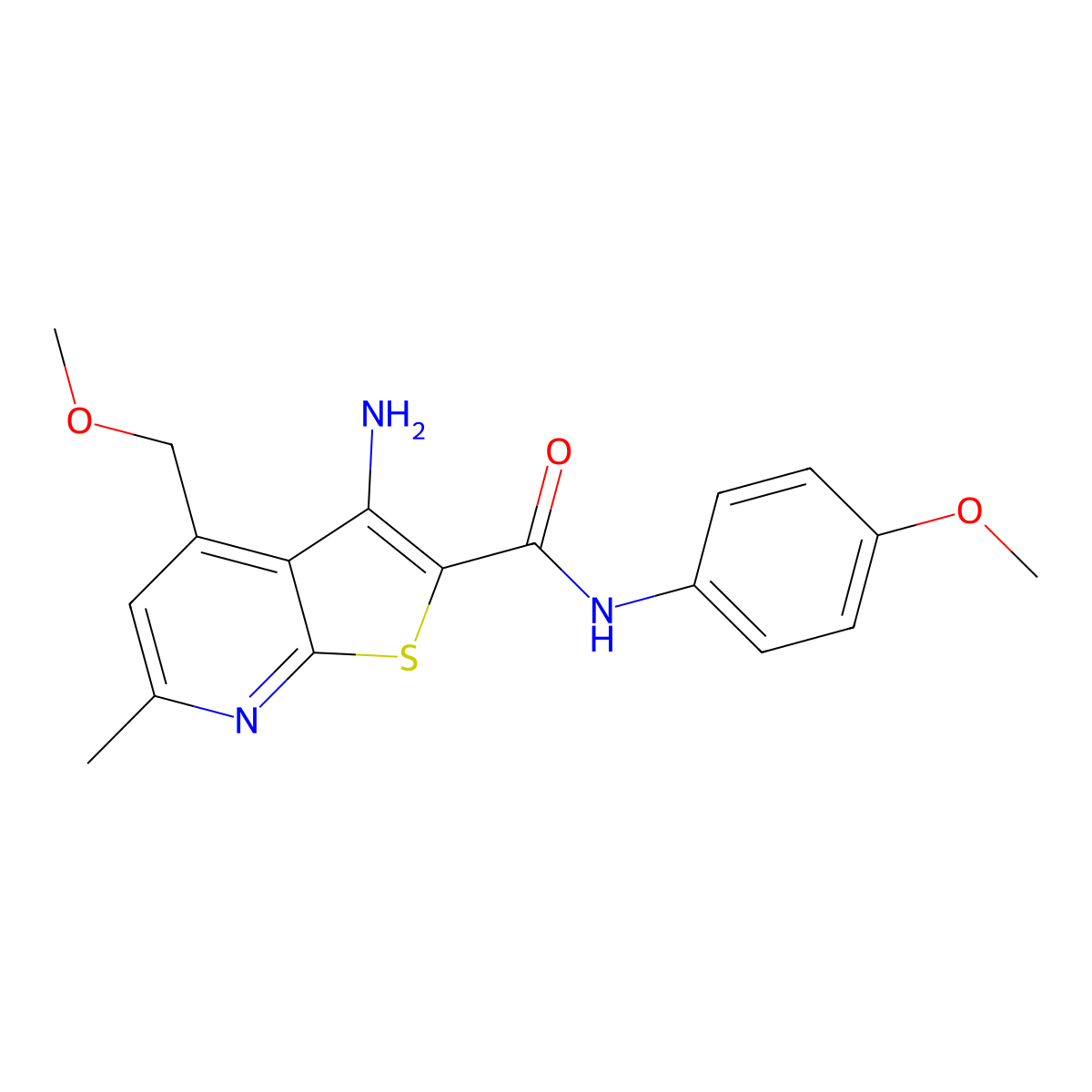 3-amino-4-(methoxymethyl)-N-(4-methoxyphenyl)-6-methylthieno[2,3-b]pyridine-2-carboxamide molecular structure, CAS 370848-32-1