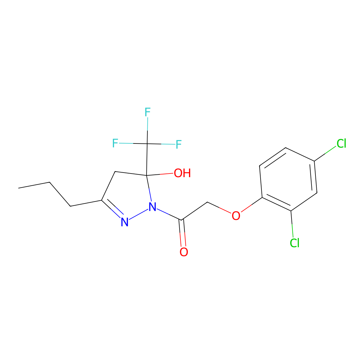 2-(2,4-dichlorophenoxy)-1-[5-hydroxy-3-propyl-5-(trifluoromethyl)-4,5-dihydro-1H-pyrazol-1-yl]ethanone molecular structure, CAS 370848-53-6