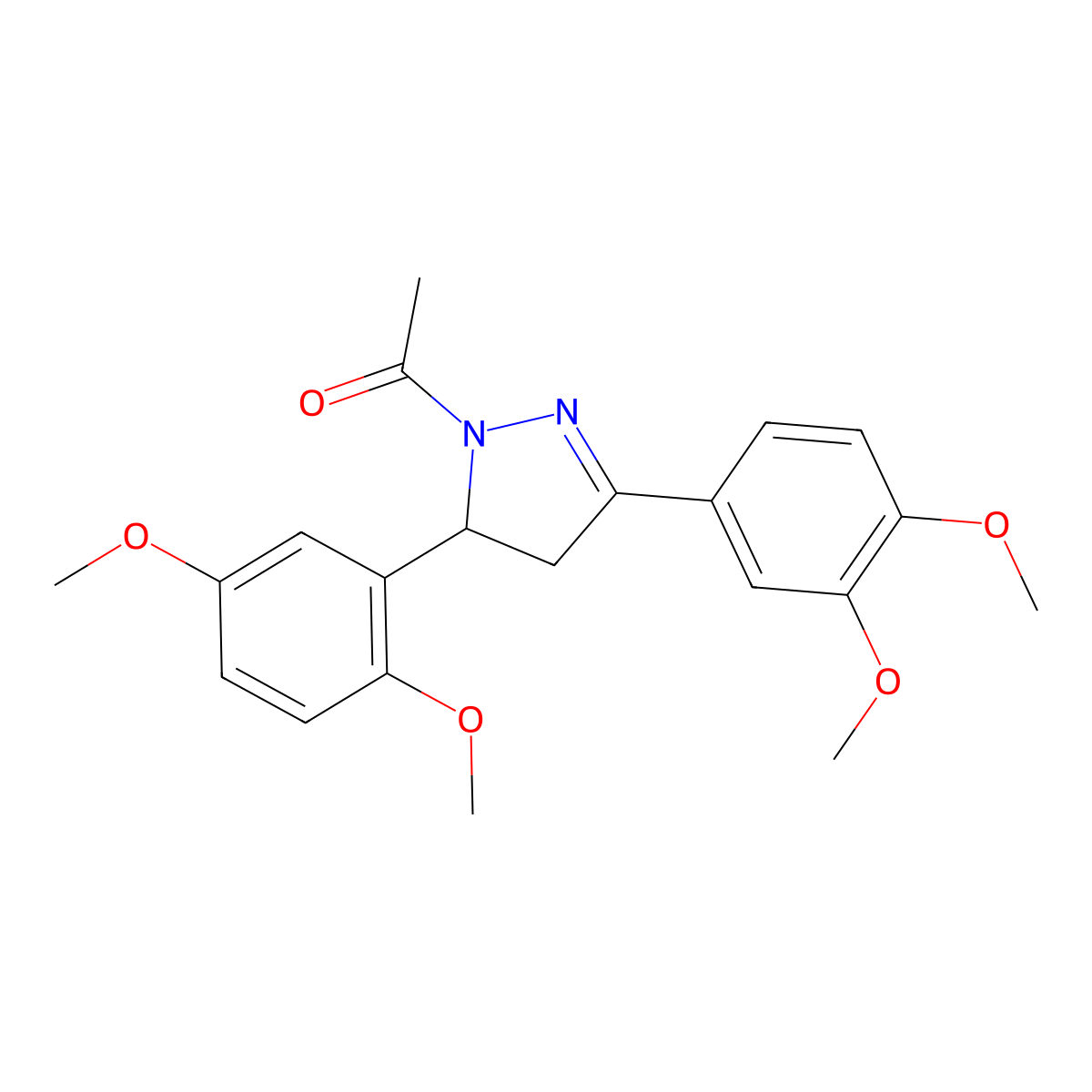 1-(5-(2,5-dimethoxyphenyl)-3-(3,4-dimethoxyphenyl)-4,5-dihydro-1H-pyrazol-1-yl)ethanone molecular structure, CAS 370848-57-0