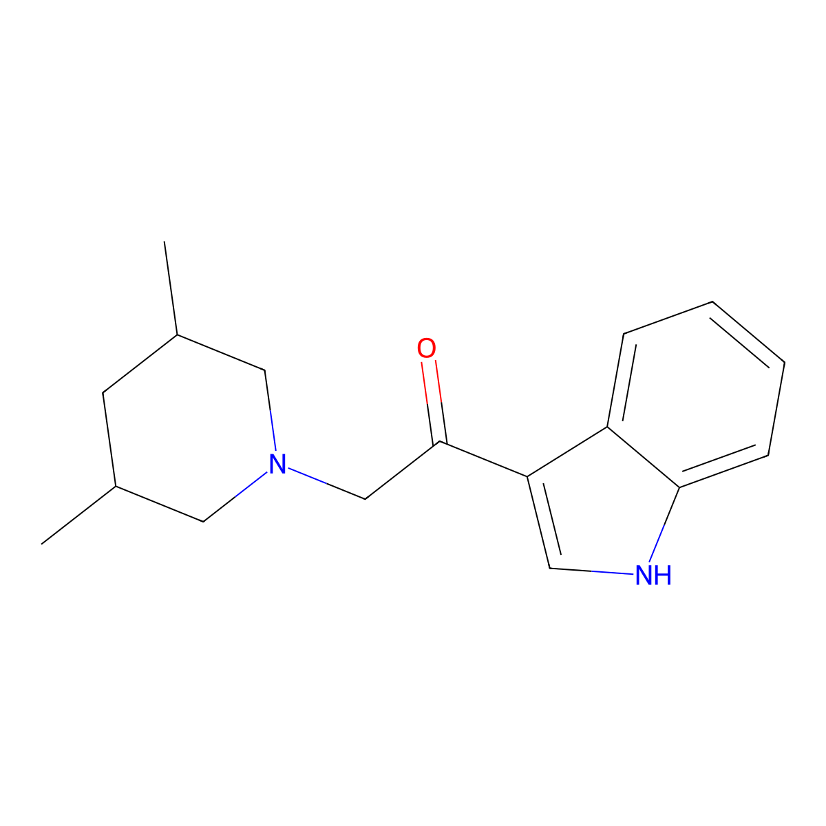2-(3,5-dimethylpiperidin-1-yl)-1-(1H-indol-3-yl)ethanone molecular structure, CAS 370848-92-3