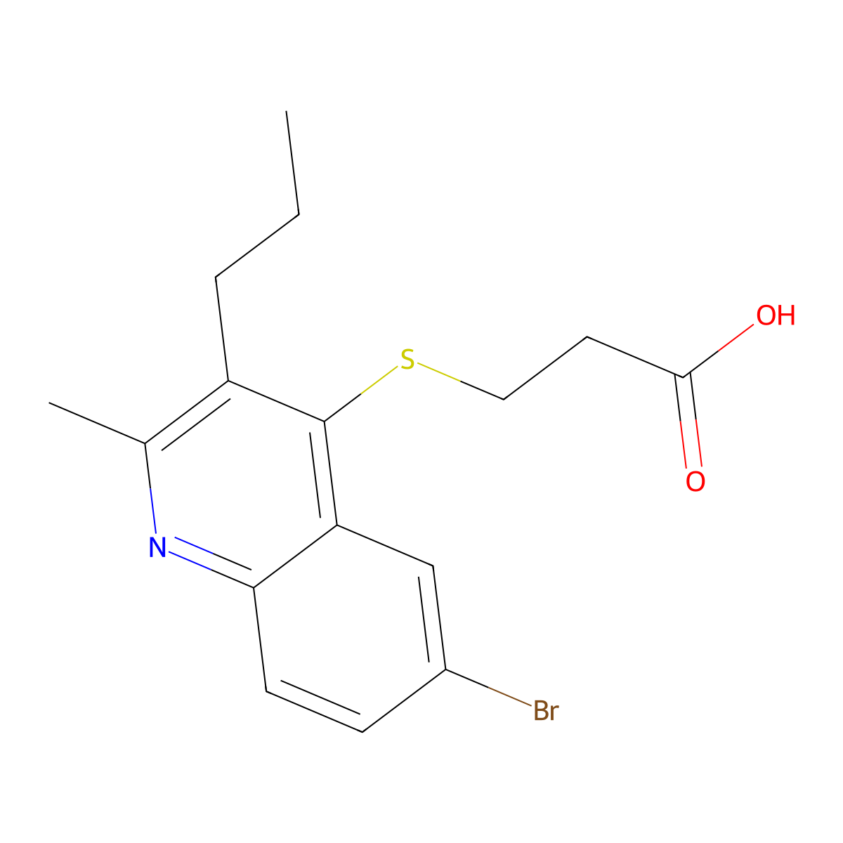 3-(6-Bromo-2-methyl-3-propylquinolin-4-yl)sulfanylpropanoic acid molecular structure, CAS 370848-98-9