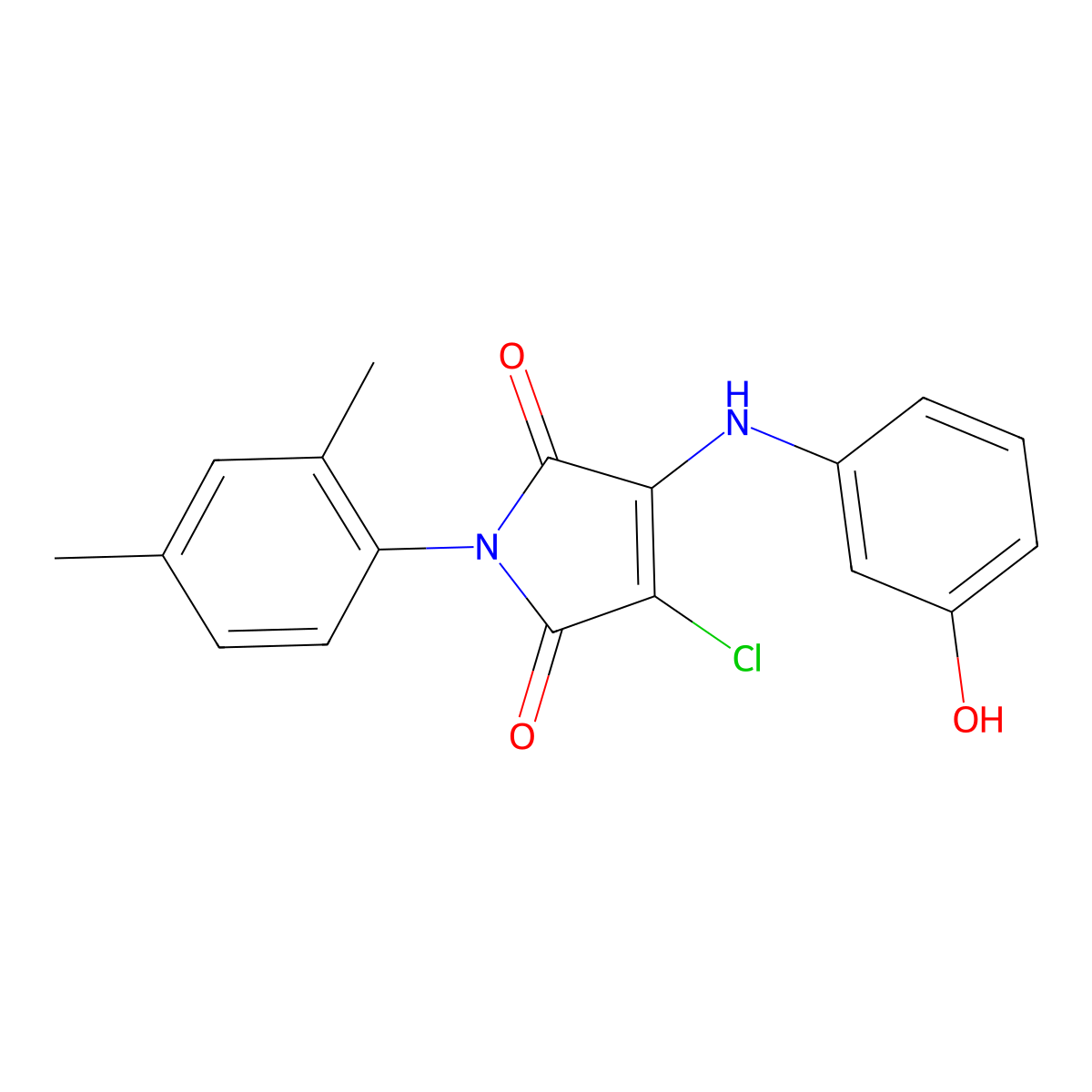 3-Chloro-1-(2,4-dimethylphenyl)-4-(3-hydroxyanilino)pyrrole-2,5-dione molecular structure, CAS 370849-00-6