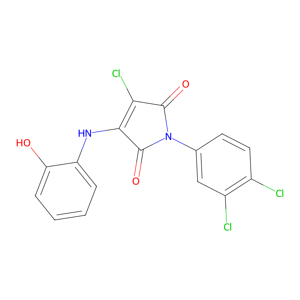 3-chloro-1-(3,4-dichlorophenyl)-4-((2-hydroxyphenyl)amino)-1H-pyrrole-2,5-dione molecular structure, CAS 370849-11-9