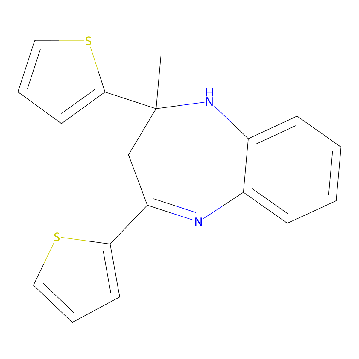 2-Methyl-2,4-dithiophen-2-yl-1,3-dihydro-1,5-benzodiazepine molecular structure, CAS 370849-15-3